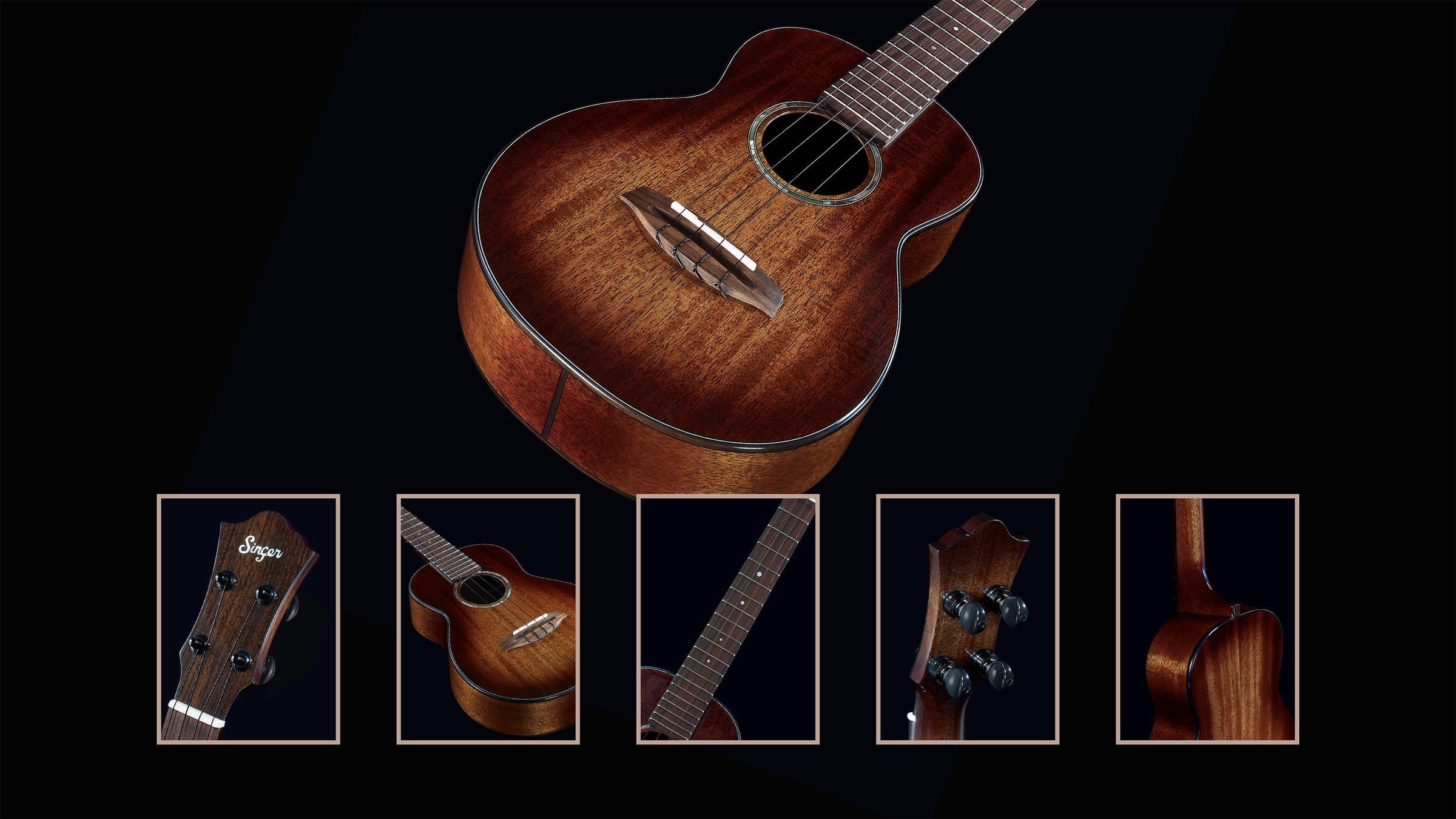 Anuenue Singer RT1M Tobacco Sunburst Solid Mahogany Tenor Ukulele | The ...